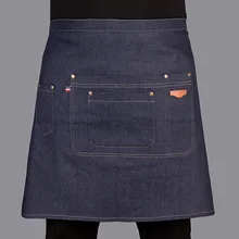 1 pçs curto metade avental denim restaurante do hotel cintura chef avental bar pub cozinha café servidor garçom cozinheiro avental universal(China)