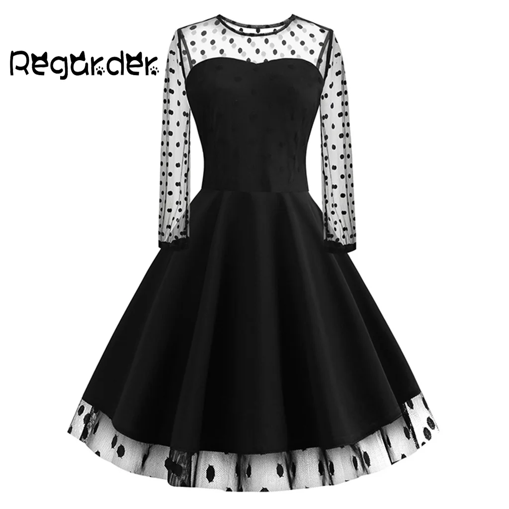 Sexy Women Lady's Long Sleeve Mesh Perspective Patchwork Polka Dot Print Party Black Dress See through Elegant Dress vestidos#g3
Sexy Women Lady's Long Sleeve Mesh Perspective Patchwork Polka Dot Print Party Black Dress See through Elegant Dress vestidos#g3