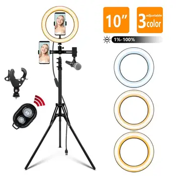 

Dimmable 26cm LED Ring Light with Tripod Selfie Light Ring Lamp Big Photograghy Ringlight for Tik Tok YouTube Video Live Makeup