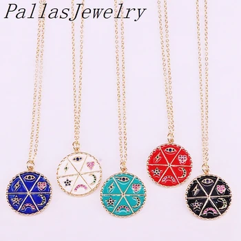 10Pcs 2019 Fashion Enamel Cz Eye Heart Moon Star Golden Jewelry Round Lucky Pendant Charm Necklaces For Women
10Pcs 2019 Fashion Enamel Cz Eye Heart Moon Star Golden Jewelry Round Lucky Pendant Charm Necklaces For Women