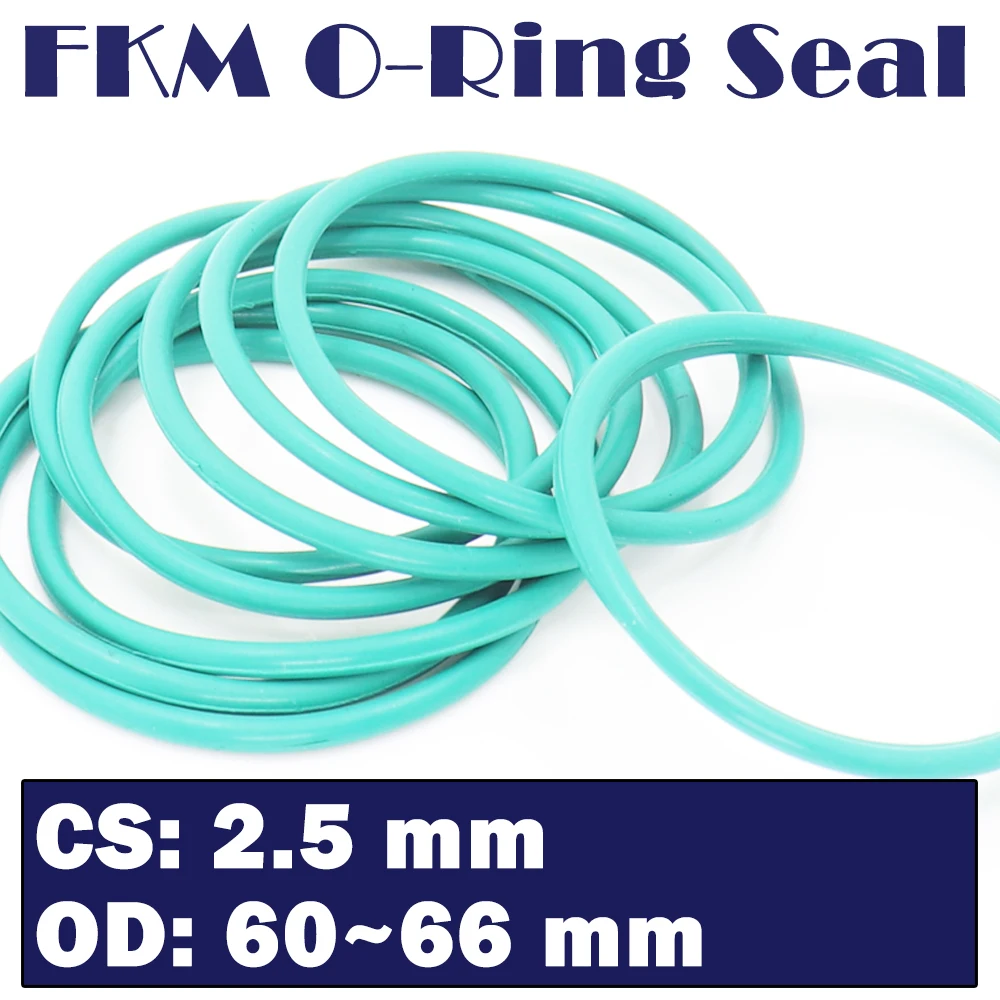 

CS 2.5mm FKM Rubber O RING OD 60/61/62/63/64/65/66*2.5 mm 30PCS O-Ring Fluorine Gasket Oil seal Green ORing