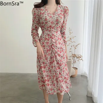 BornSra 2020 Summer Floral Print Chiffon Women Dress V-neck Slim Waist Female A-line Dress Chic Lace Up Midi Vestidos Femme
BornSra 2020 Summer Floral Print Chiffon Women Dress V-neck Slim Waist Female A-line Dress Chic Lace Up Midi Vestidos Femme