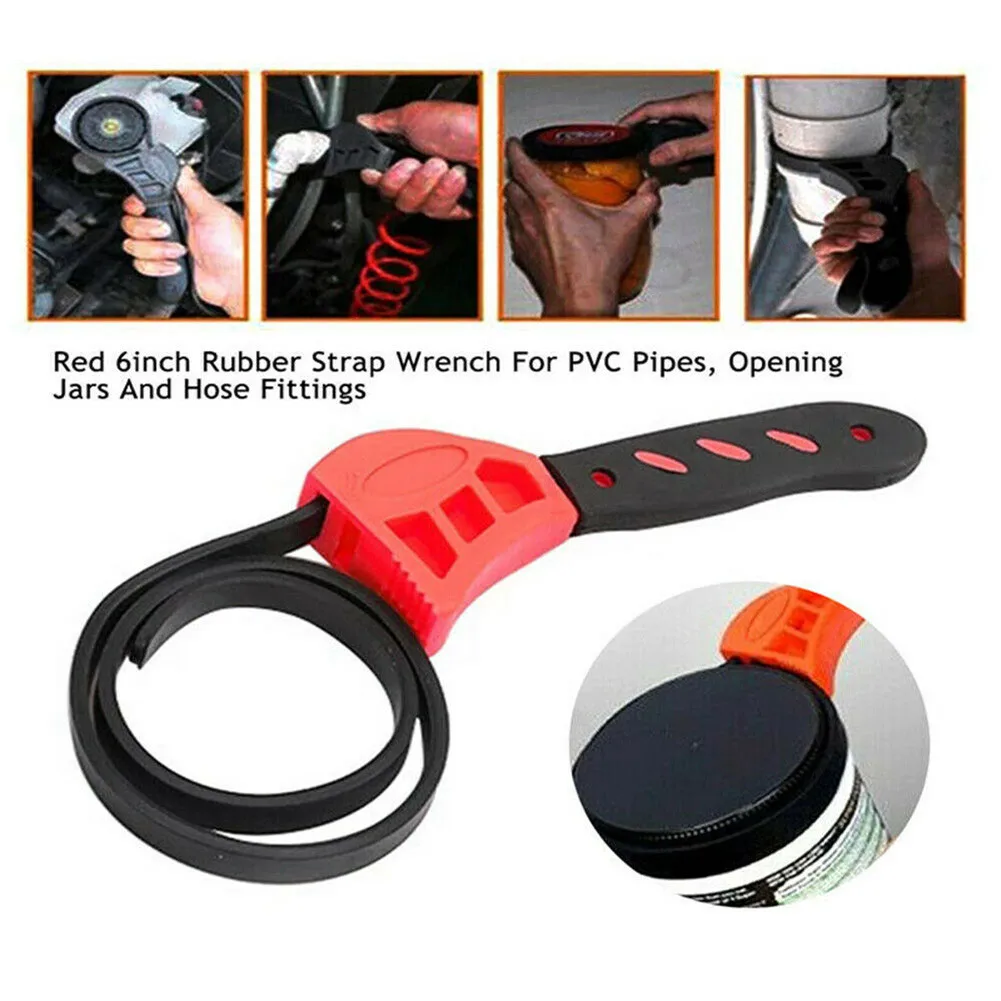 Rubber+Plastic Wrench Tool Adjustable 6in Rubber Strap Wrench Spanner Oil Filter Repair Bottle Opener Tool
Rubber+Plastic Wrench Tool Adjustable 6in Rubber Strap Wrench Spanner Oil Filter Repair Bottle Opener Tool