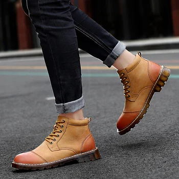 Men Leather Boots Autumn Winter Fur Inside Snow Boots Outdoor Working Shoes Warm Thermal Sneakers Man Large Size 38-46 
Men Leather Boots Autumn Winter Fur Inside Snow Boots Outdoor Working Shoes Warm Thermal Sneakers Man Large Size 38-46