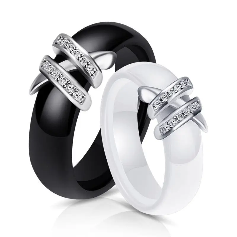 2019 Fashion 6mm High Quality Black and White Simple Style Two Line Crystal Ziron Ceramic Rings for Women Fashion Jewelry Gift
2019 Fashion 6mm High Quality Black and White Simple Style Two Line Crystal Ziron Ceramic Rings for Women Fashion Jewelry Gift