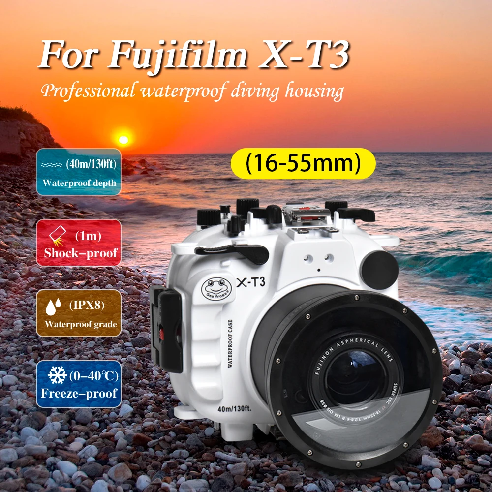 For Fujifilm X-T3 (16-55mm) xt3 40M/130FT Underwater camera housing diving case cover for Outdoor Surfing Swimming Photo Video
For Fujifilm X-T3 (16-55mm) xt3 40M/130FT Underwater camera housing diving case cover for Outdoor Surfing Swimming Photo Video