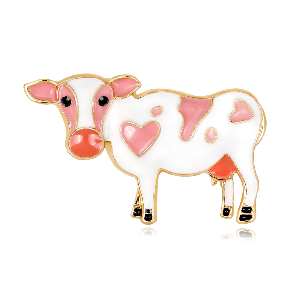 

Pin Enamel Pins Alloy Cow Animal Cute Exquisite Luxury Party White Black Drip Brooch Girl Women Gift Przypinki Broszka 2019 New