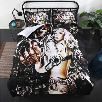 3D Skull Gunman And Woman Bedding Sets 100% Polyester 2/3Pcs/Set Duvet Cover Set Queen/Twin/King Size Happy HalloweenDecoration
3D Skull Gunman And Woman Bedding Sets 100% Polyester 2/3Pcs/Set Duvet Cover Set Queen/Twin/King Size Happy HalloweenDecoration