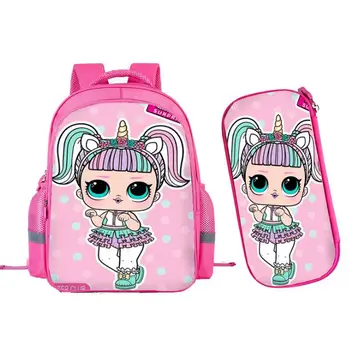 LOL Surprise Dolls Student Backpack Cartoon Printing Schoolbag Child Burden Reduction Fashion Korean Bag with Pencil Case 2pcs 
LOL Surprise Dolls Student Backpack Cartoon Printing Schoolbag Child Burden Reduction Fashion Korean Bag with Pencil Case 2pcs