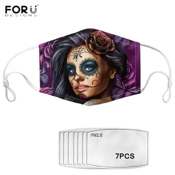 FORUDESIGNS Women Mouth Mask with 7Pcs Filters Day of The Dead Skull Face Print Anti-dust Mask Elastic Breathable Reusable Mask
FORUDESIGNS Women Mouth Mask with 7Pcs Filters Day of The Dead Skull Face Print Anti-dust Mask Elastic Breathable Reusable Mask