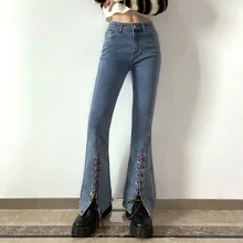 Streetwear Bandage Jeans Women's Autumn 2021 New High Waist Solid Color Micro Flare Split Denim Pants Female Tide
Streetwear Bandage Jeans Women's Autumn 2021 New High Waist Solid Color Micro Flare Split Denim Pants Female Tide