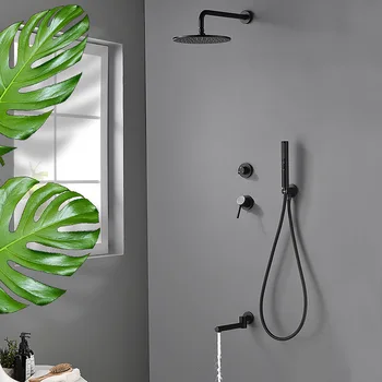 European style all copper black concealed shower shower with embedded wall type three function cold and hot water shower al3001
European style all copper black concealed shower shower with embedded wall type three function cold and hot water shower al3001
