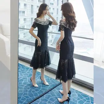 Women Dresses Summer 2020 Sexy Lace Black Splice Slash Neck Dress Vintage Elegant Party Long Dresses Vestidos Plus Size 3XL Y166
Women Dresses Summer 2020 Sexy Lace Black Splice Slash Neck Dress Vintage Elegant Party Long Dresses Vestidos Plus Size 3XL Y166
