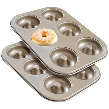 

Madeleine Pan,Non-Stick Donut Pan, 2 Pieces Donut Baking Tray, Carbon Steel Donut Mold, Donut Baking Dish Bag Mould 6 Doughnuts