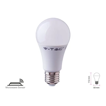 V-TAC LC2763N Led lamp E27 with sensor microwave 11W A60 RA80 neutral 4000K bulb 1055m SKU-2764
V-TAC LC2763N Led lamp E27 with sensor microwave 11W A60 RA80 neutral 4000K bulb 1055m SKU-2764