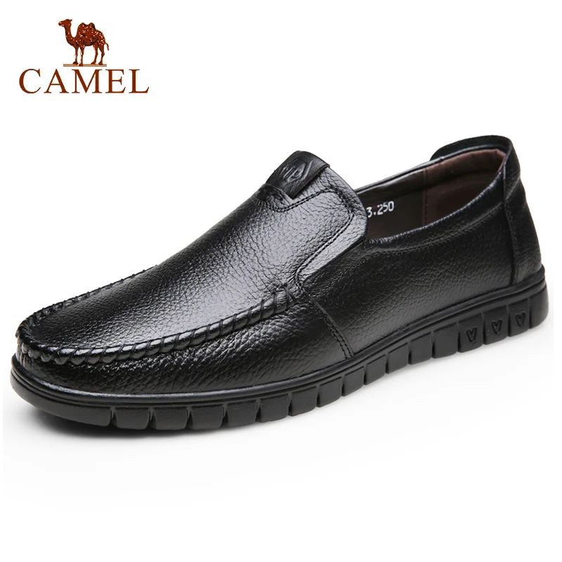 CAMEL Spring Men Shoes Leather Men's Loafers Non-slip Casual Middle-aged Wear-resistant Soft Bottom Business Man 38-45 | Обувь