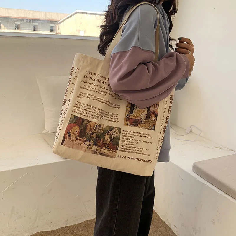 New Design Women Canvas Shoulder Bag - Alice in Wonderland 5 H1cff349dafb84d2a830f8a0bd29afc8fD