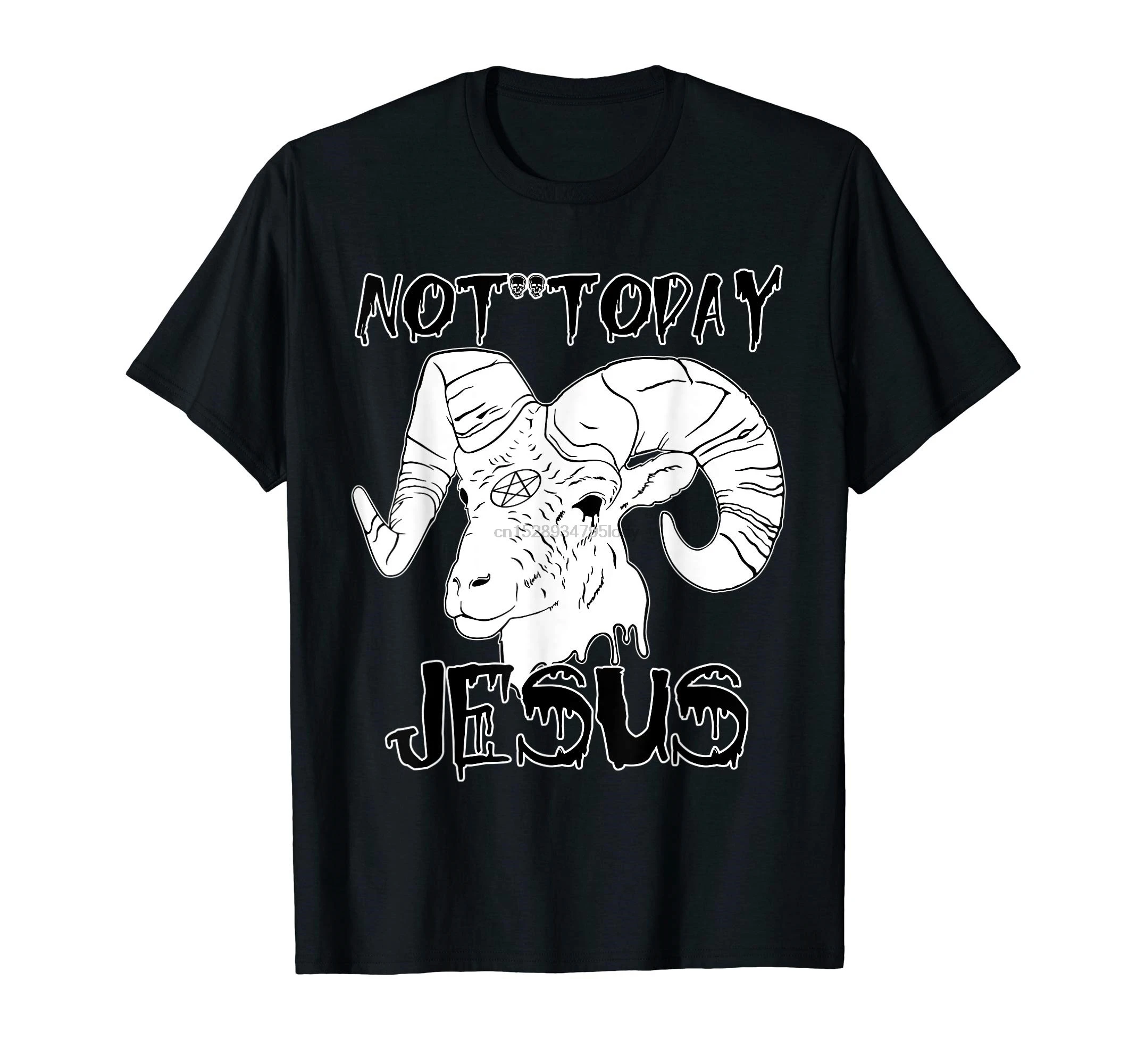 Not Today Jesus T Shirt Goth Satanic Baphomet Atheist Tee