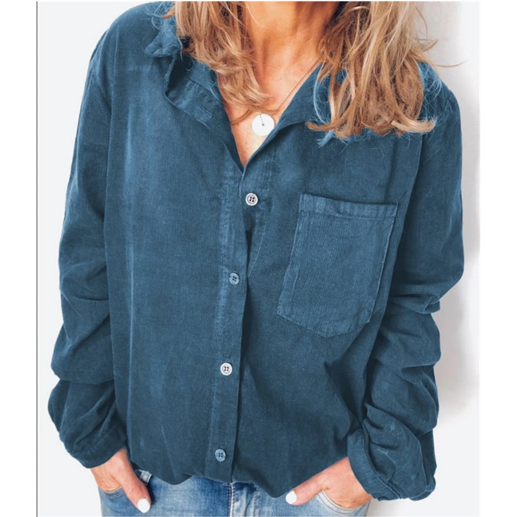 Autumn Spring Corduroy Ladies Shirts Casual Long Sleeve Button Loose T-Shirt Plus SizeTurn Down Collar Solid Pocket Tops Blusas
Autumn Spring Corduroy Ladies Shirts Casual Long Sleeve Button Loose T-Shirt Plus SizeTurn Down Collar Solid Pocket Tops Blusas