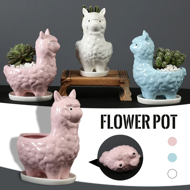 Ceramic Sheep Shape Flower Pots Mini Alpaca Design Plant Pot Basin Micro Vase Bonsai Succulent Planter Decor Crafts Potted
Ceramic Sheep Shape Flower Pots Mini Alpaca Design Plant Pot Basin Micro Vase Bonsai Succulent Planter Decor Crafts Potted