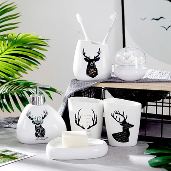 Christmas Home Decoration Ceramic Bathroom Six-Piece Kit Nordic Deer Pattern china Toothbrush Cup Wash Set Melamine Tray Cotton
Christmas Home Decoration Ceramic Bathroom Six-Piece Kit Nordic Deer Pattern china Toothbrush Cup Wash Set Melamine Tray Cotton