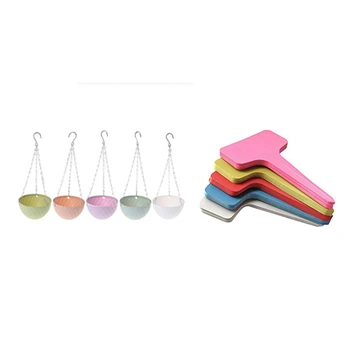100Pcs Multicolor Plant Tags T-Type Nursery Garden Labels with 5Pcs Round Plastic Hanging Basket Flower Pot 
100Pcs Multicolor Plant Tags T-Type Nursery Garden Labels with 5Pcs Round Plastic Hanging Basket Flower Pot