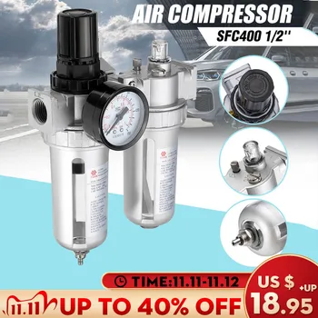 SFC400 1/2" Air Compressor Oil Lubricator Moisture Water Trap Filter Regulator ABS Aluminum 22x15.5x9.4cm Pneumatic Parts
SFC400 1/2" Air Compressor Oil Lubricator Moisture Water Trap Filter Regulator ABS Aluminum 22x15.5x9.4cm Pneumatic Parts
