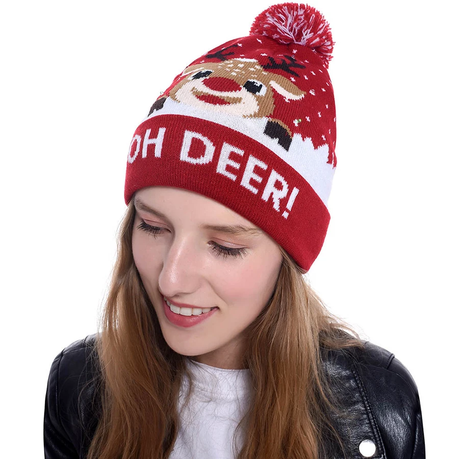 Print Fur Pompom Knitted Christmas Hat Women Winter Warm Wool Blends Knit Hats Fashion Soft Confortable Halloween Hedging Cap
Print Fur Pompom Knitted Christmas Hat Women Winter Warm Wool Blends Knit Hats Fashion Soft Confortable Halloween Hedging Cap