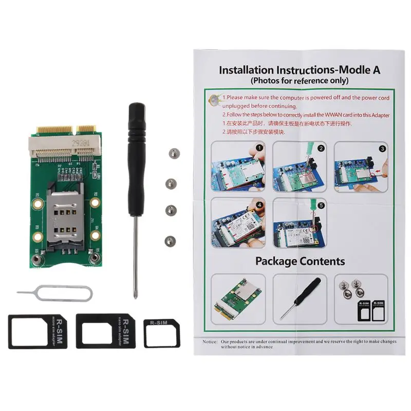 Mini PCI-E Adapter with SIM Card Slot for 3G/4G WWAN LTE GPS Card Mini PCI-e Adapter
Mini PCI-E Adapter with SIM Card Slot for 3G/4G WWAN LTE GPS Card Mini PCI-e Adapter