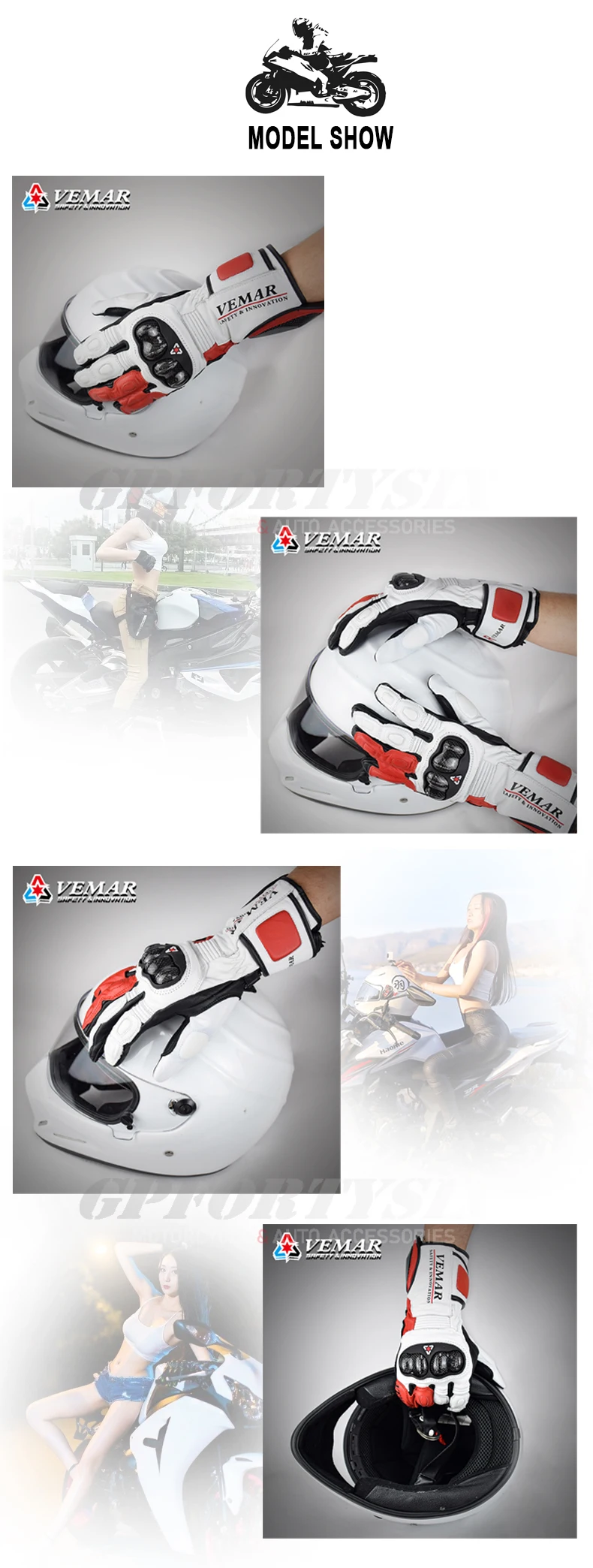 Generic Retro Cowhide Goat Leather Gloves Motorcycle Long Gloves Winter Touch Screen