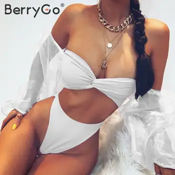 BerryGo Sexy high waist bikinis 2020 mujer Puff sleeve women swimwear Push up swimsuit female Solid knot high cut bathing suit 
BerryGo Sexy high waist bikinis 2020 mujer Puff sleeve women swimwear Push up swimsuit female Solid knot high cut bathing suit