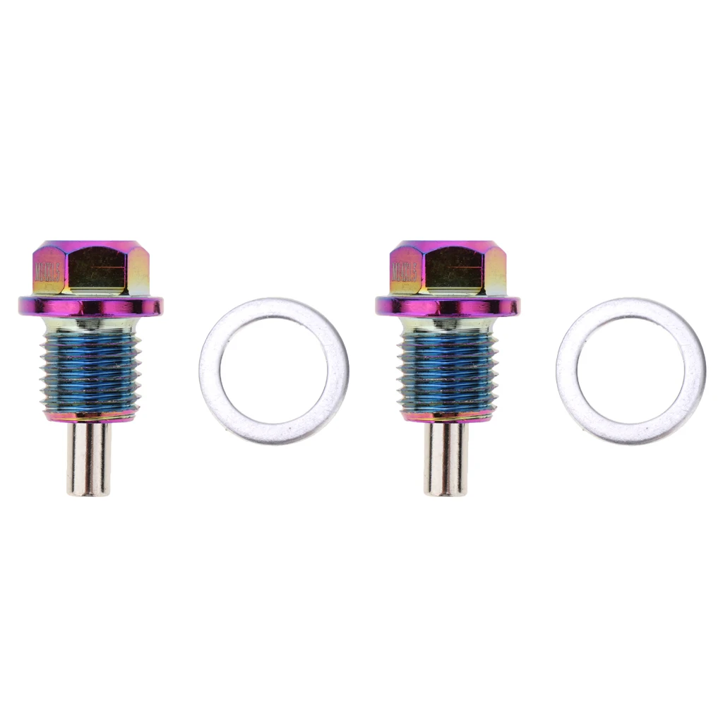 2Pcs M14 X 1.5 Mm Engine Oil Pan Plug Drain Plug Magnet Oil Drain Plug, Multi 2Pcs M14 X 1.5 Mm Engine Oil Pan Plug Drain Plug Magnet Oil Drain Plug, Multi