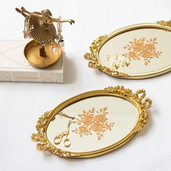 Vintage Vine Carved Light Luxury Dressing Table Jewelry Storage Tray Dessert Table Gold Mirror Tray Home Decorationsstorage Box
Vintage Vine Carved Light Luxury Dressing Table Jewelry Storage Tray Dessert Table Gold Mirror Tray Home Decorationsstorage Box
