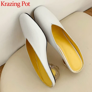 Krazing Pot superstar recommend full grain leather slip on mules square toe crystal strange high heels elegant women pumps L87
Krazing Pot superstar recommend full grain leather slip on mules square toe crystal strange high heels elegant women pumps L87