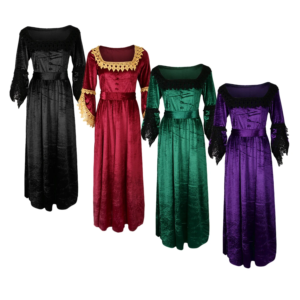 Women Retro Medieval Victorian Ball Dresses Renaissance Maiden Costume Flare Sleeve Swing Dress Women Retro Medieval Victorian Ball Dresses Renaissance Maiden Costume Flare Sleeve Swing Dress