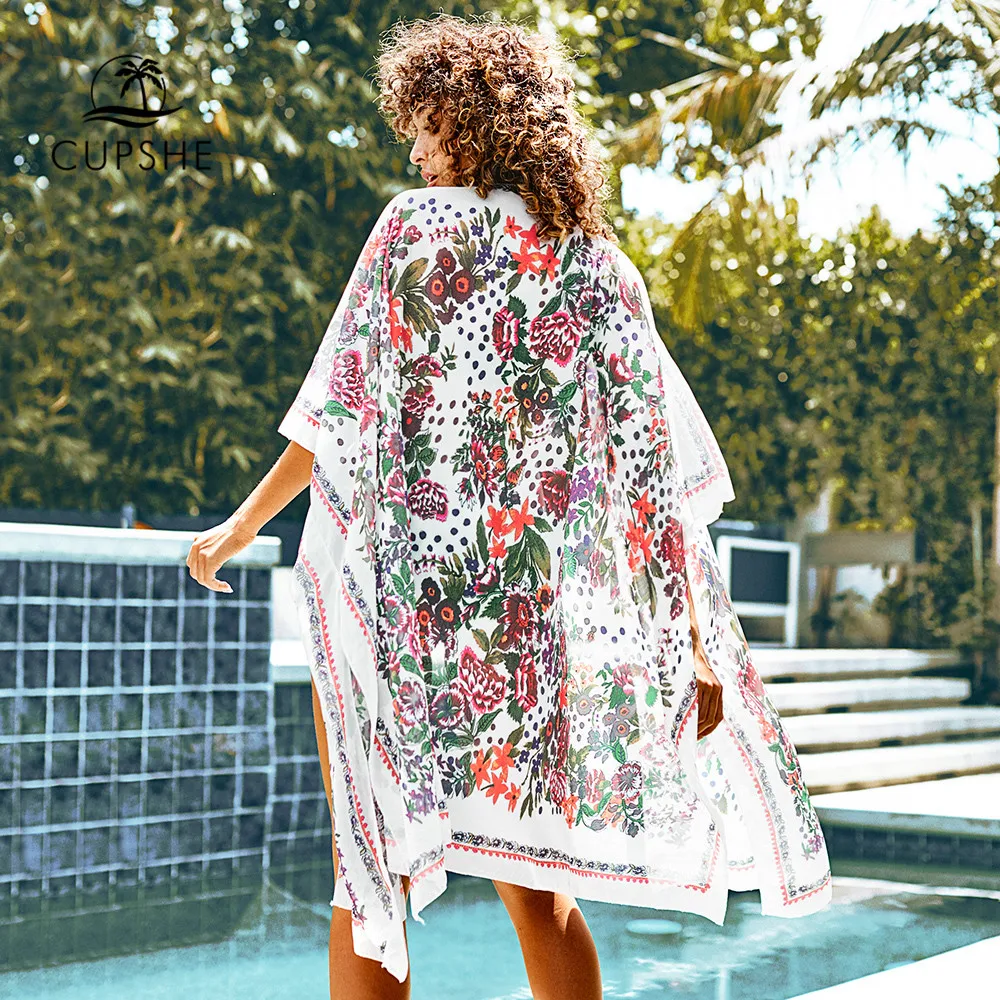 CUPSHE White Floral Print Midi Side Slits Bikini Cover Up Sexy Chiffon Kimono Capes Women Summer Beach Bathing Suit Beachwear
CUPSHE White Floral Print Midi Side Slits Bikini Cover Up Sexy Chiffon Kimono Capes Women Summer Beach Bathing Suit Beachwear