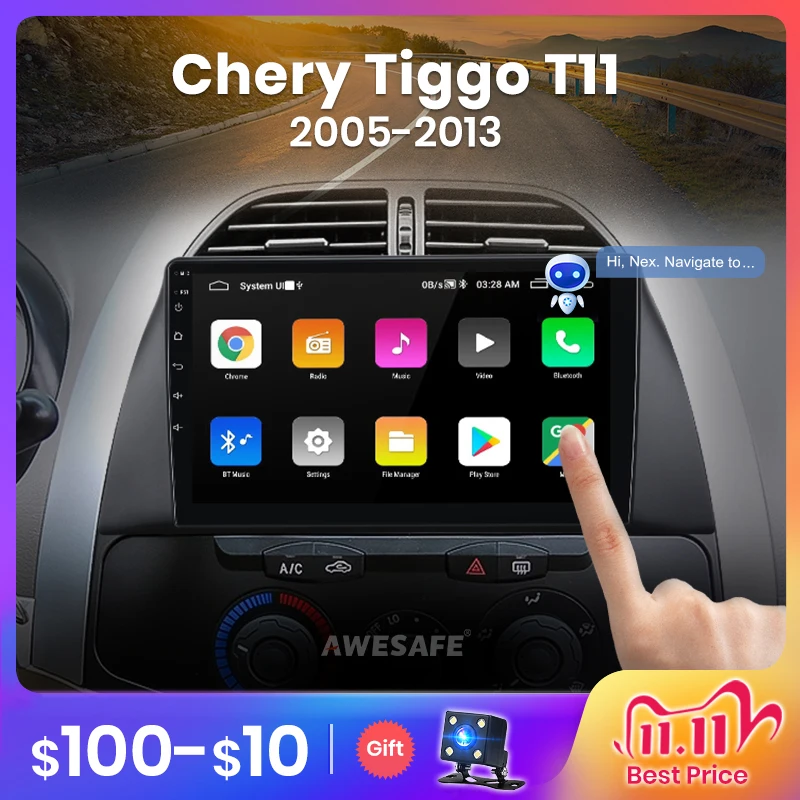 Автомагнитола AWESAFE PX9 для Chery Tiggo T11 1 2005-2013 мультимедийный видеоплеер с GPS 4G Wi-Fi 2 din