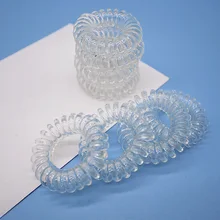 10 шт./лот, размер 3,5 см, прозрачная телефонная резинка для волос, резинка для волос спираль, аксессуары, резинки, резинка для волос для девочек(China)