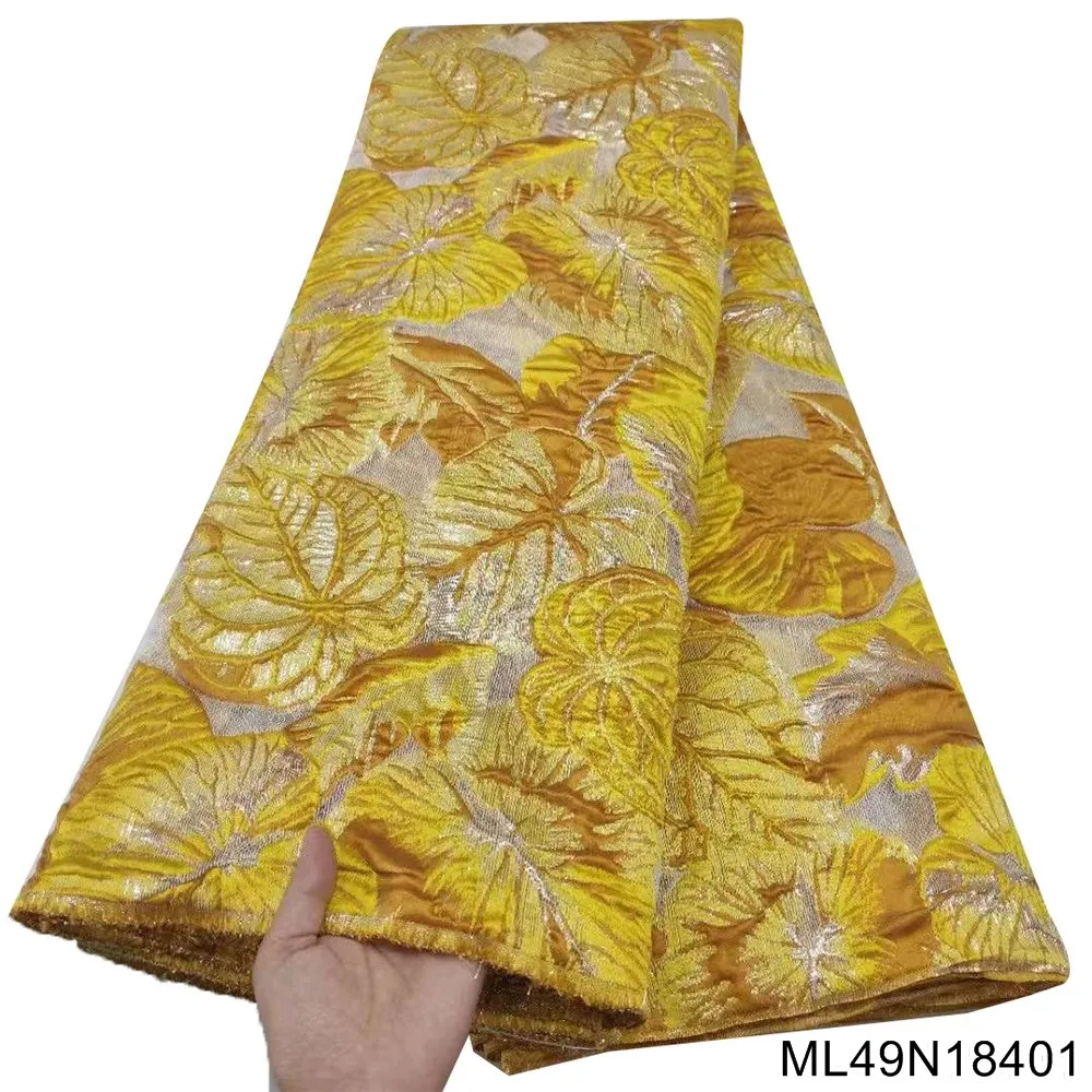

2022 African Print Fabric Nigeria Jacquard Fabric Floral Damask Brocade Fabric Best Quality For Party Wedding Dress ML49N184