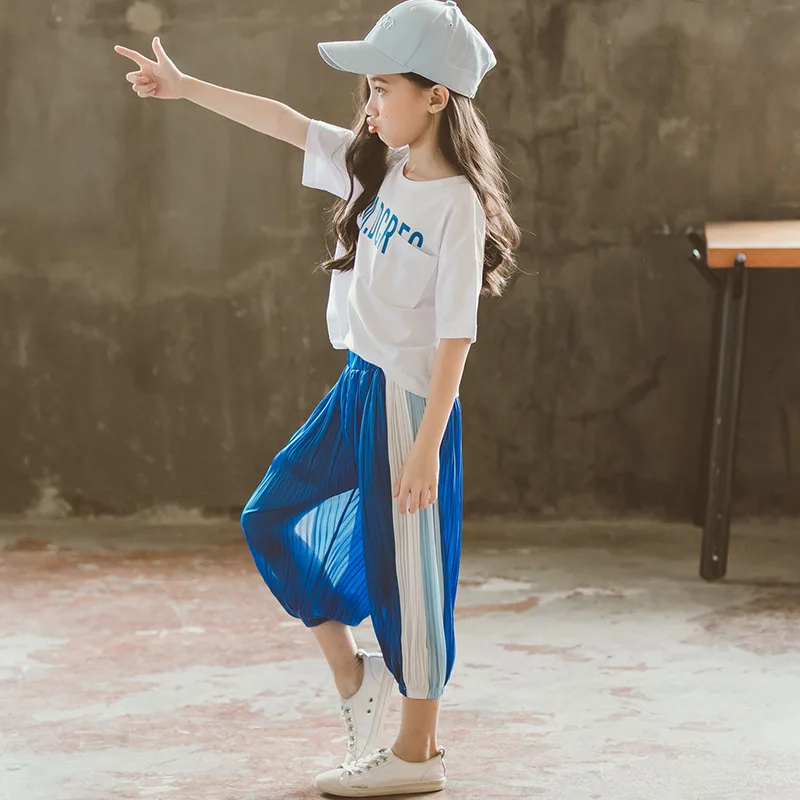 2020 Summer Wear Girls Anti-mosquito Set Big Boy Lettered Korean-style Creased Two-Piece Set Little Girl Cool Set
2020 Summer Wear Girls Anti-mosquito Set Big Boy Lettered Korean-style Creased Two-Piece Set Little Girl Cool Set