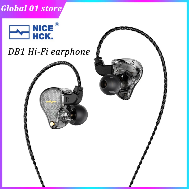 

NiceHCK In Ear Earphone Dynamic Driver DJ Running Sport IEM HiFi Music Audiophile Earbud Studio Earplug 2Pin Detachable Cable