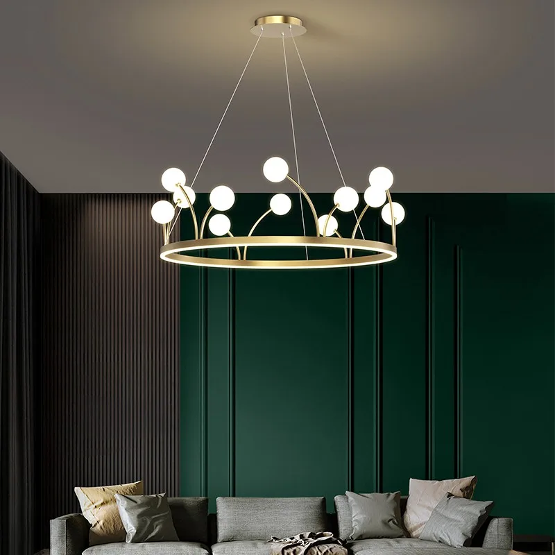 

Luxury Postmodern LED Chandelier Dining Living Room Gold Lighting Hanging Fixtures Creative Bedroom Kitchen Round Chandeliers