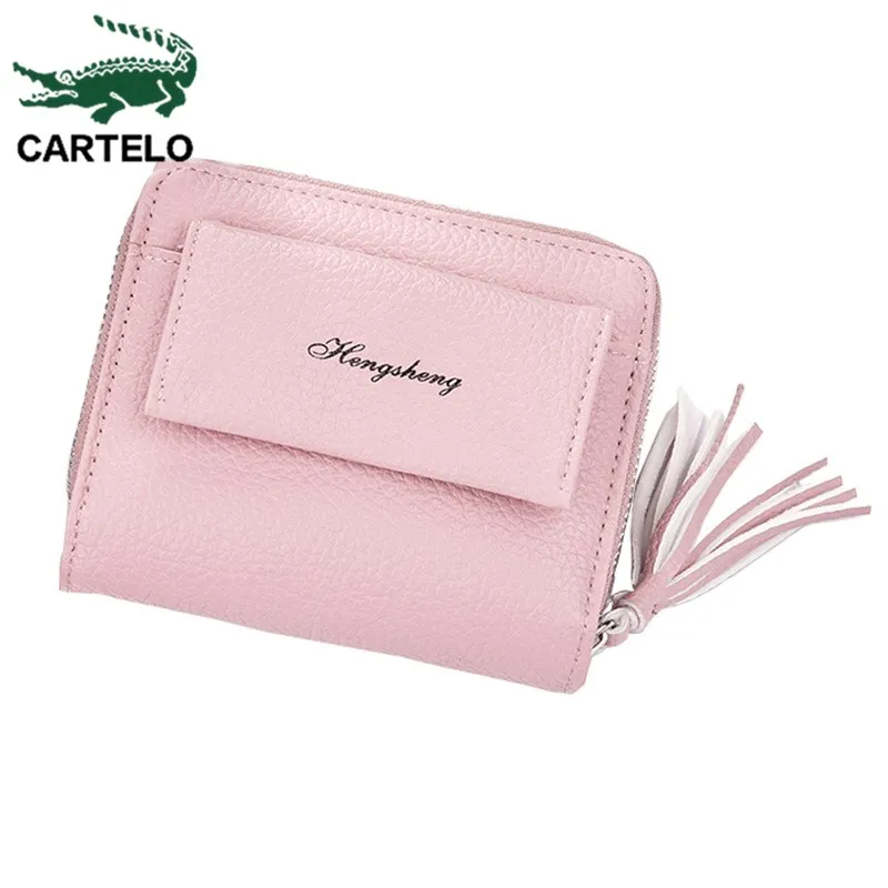 

CARTELO 2020 New Women's wallet short wild zipper bag wallet women Korean fringed lychee buckle coin purse