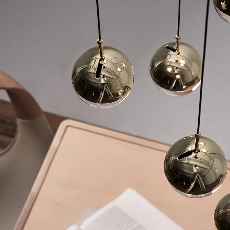 Скандинавский подвесной светильник в форме шара из розового золота с