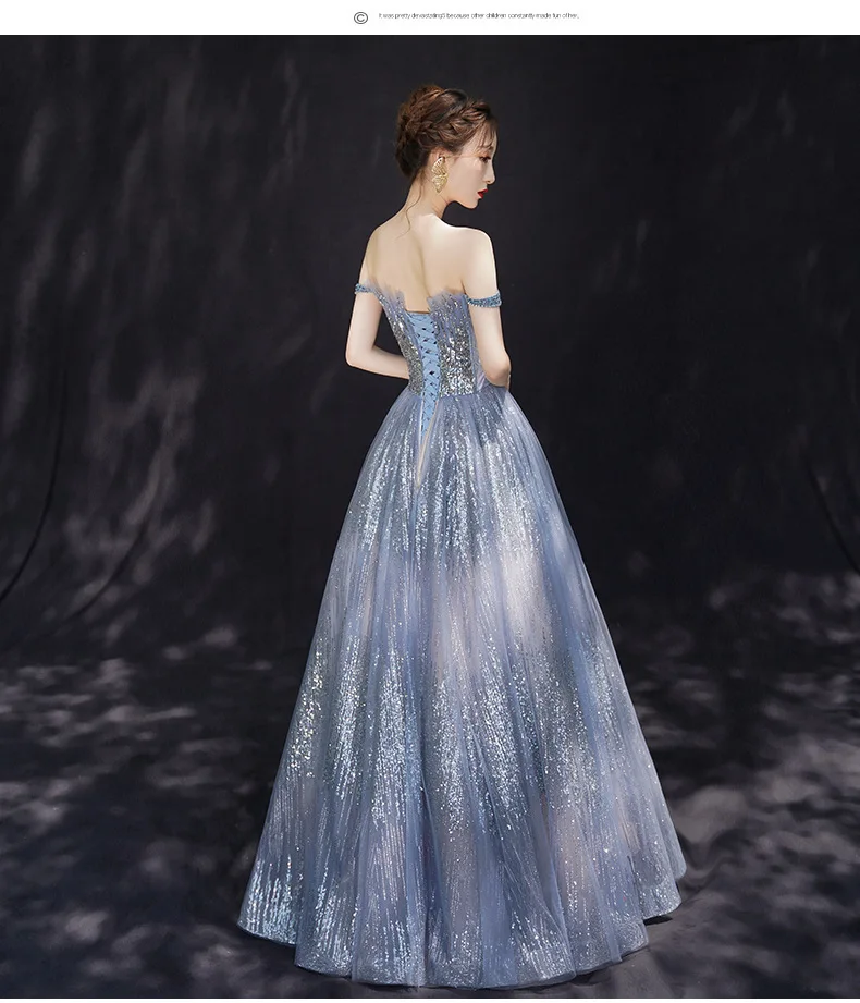 A Line Gray Long Prom Dresses 2020 Vestidos De Gala Sexy New Glitter Evening Party Gown Dress