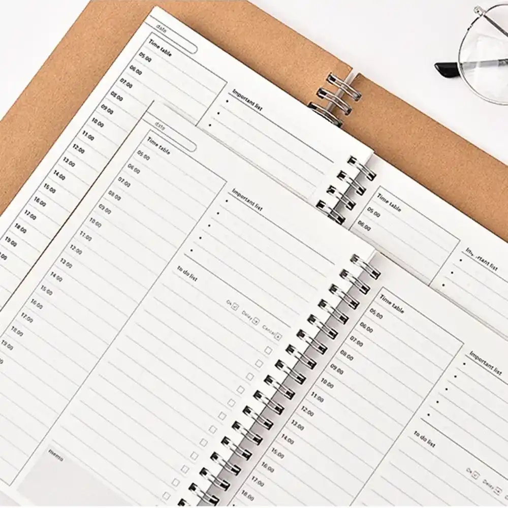 agenda time table to do list office notebook kraft paper cover