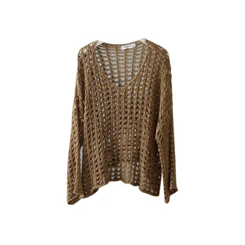 2020 women Hollow V-neck loose pullover sweater Korean wild casual sweater 
2020 women Hollow V-neck loose pullover sweater Korean wild casual sweater