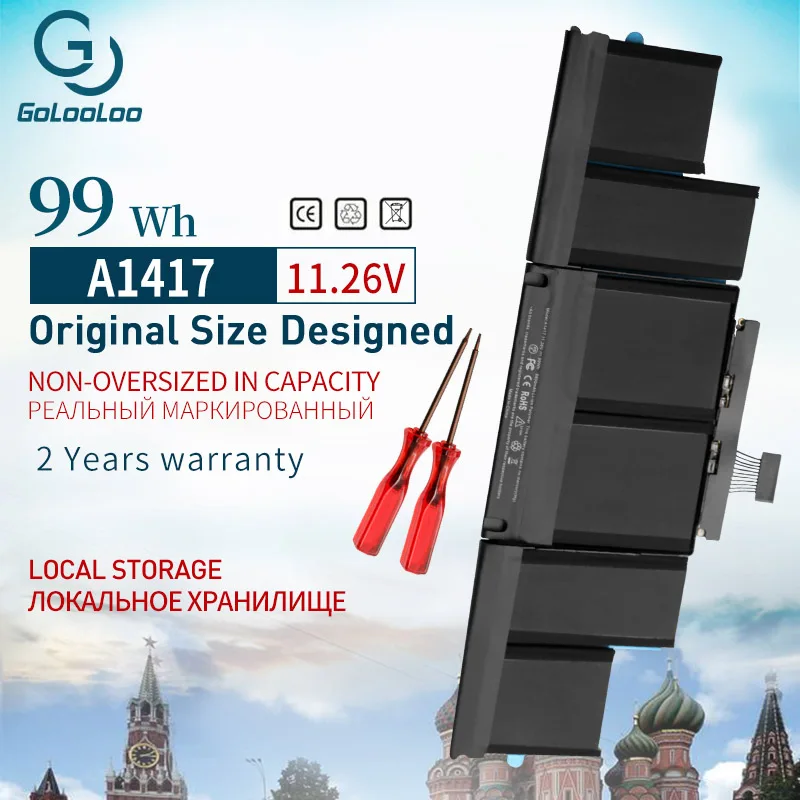 Аккумулятор Golooloo A1417 11 26 Вт/ч 2012 в для Apple Macbook Pro 15 дюймов A1398 Mid 2013 Ранняя Retina MC975LL/A