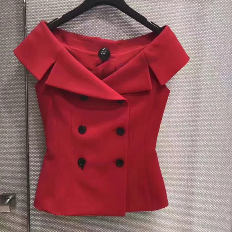 2018 Spring And Summer WOMEN'S Dress Suit Coat Double Breasted Suit Collar Off-shoulder Tops Hot Selling Goods
2018 Spring And Summer WOMEN'S Dress Suit Coat Double Breasted Suit Collar Off-shoulder Tops Hot Selling Goods