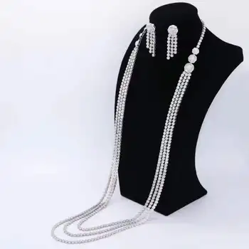 Dubai Middle East Luxury Long AAA Cubic Zirconia Cz Sweater Necklace Earring Jewelry Set Party Wedding Bridal Dress Up sets
Dubai Middle East Luxury Long AAA Cubic Zirconia Cz Sweater Necklace Earring Jewelry Set Party Wedding Bridal Dress Up sets
